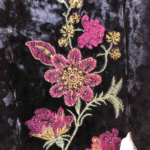 Anthro | Band of Gypsies NWT Black Velvet Crop Top - Picture 2 of 5